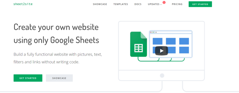 ノーコードツール Sheet2site
