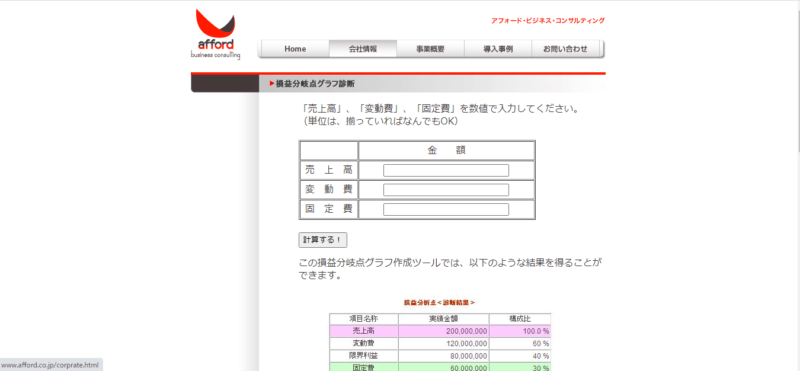 損益分岐点グラフ作成ツール