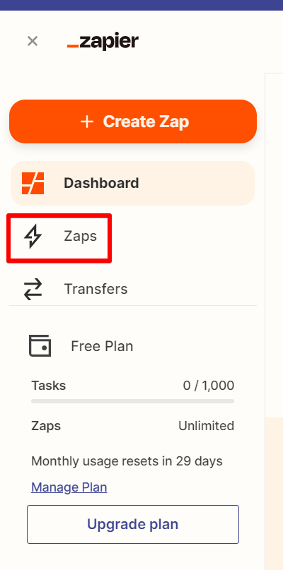 ②zapを作成する