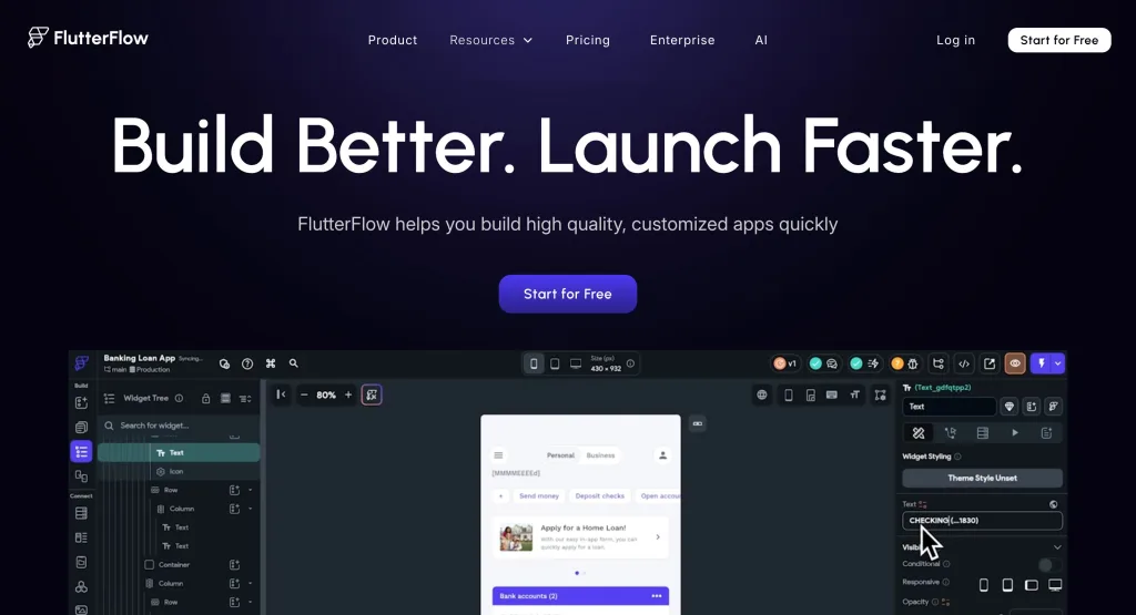 代替案①FlutterFlow|Bubbleと同等以上の高度かつ高速な開発が可能!1000万円以上の予算があればこれがおすすめ